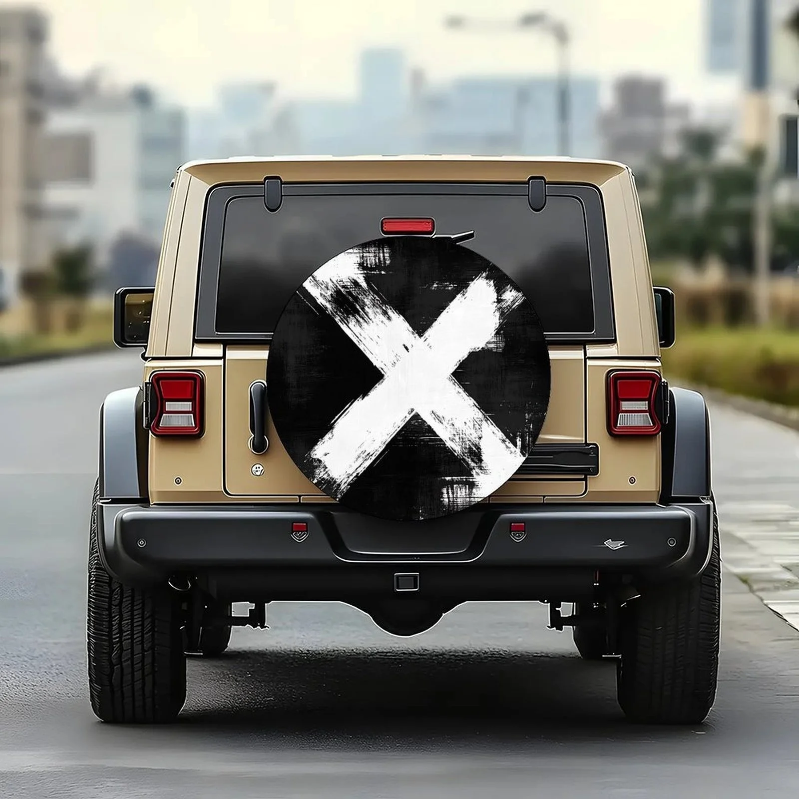 Textured X Graphic Spare Tire Cover Universal Fit for Most Vehicles Wheel Hub Protection