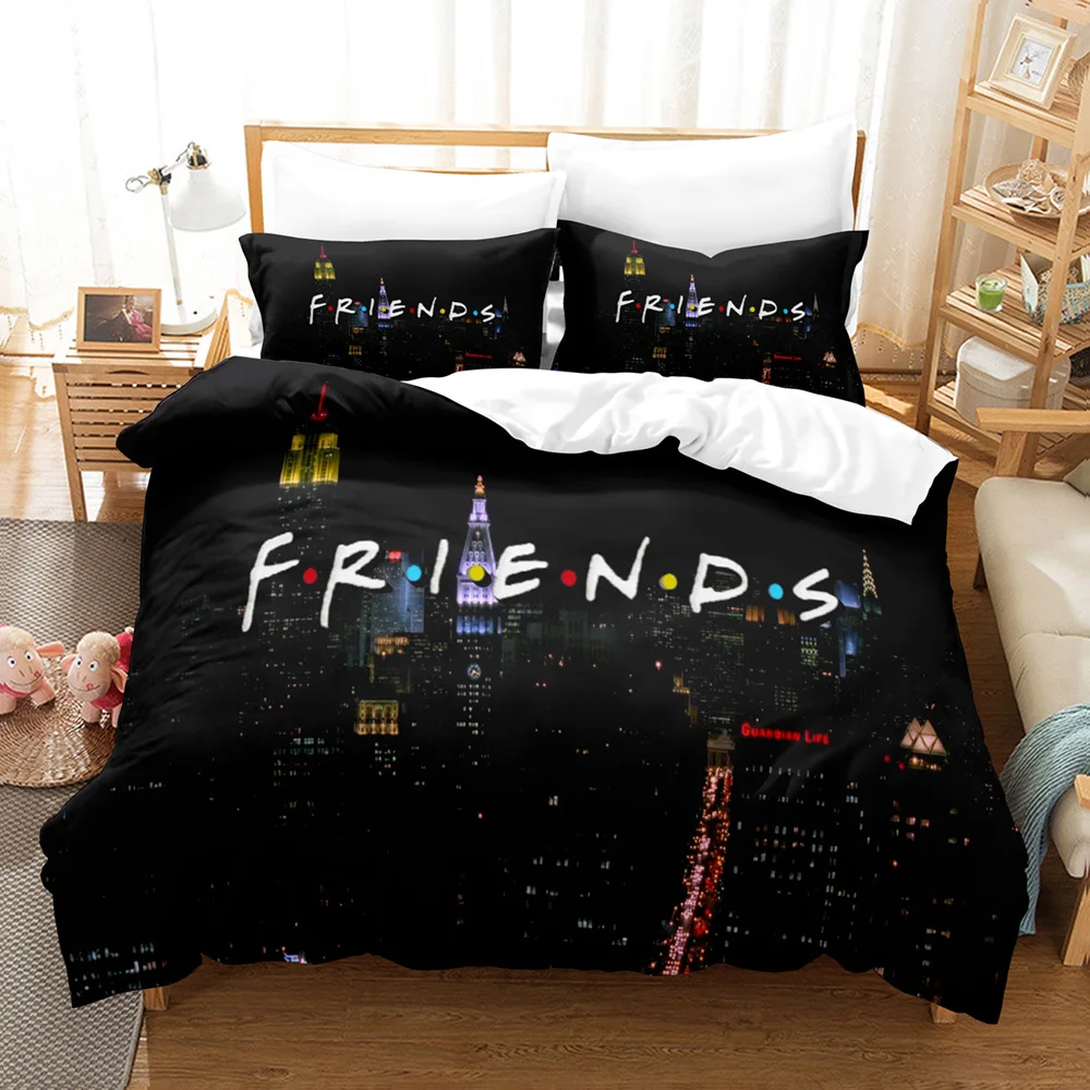 Juego de funda de edredón 3D Friends con funda de almohada, ropa de cama doble, completa, Queen y King, novedad