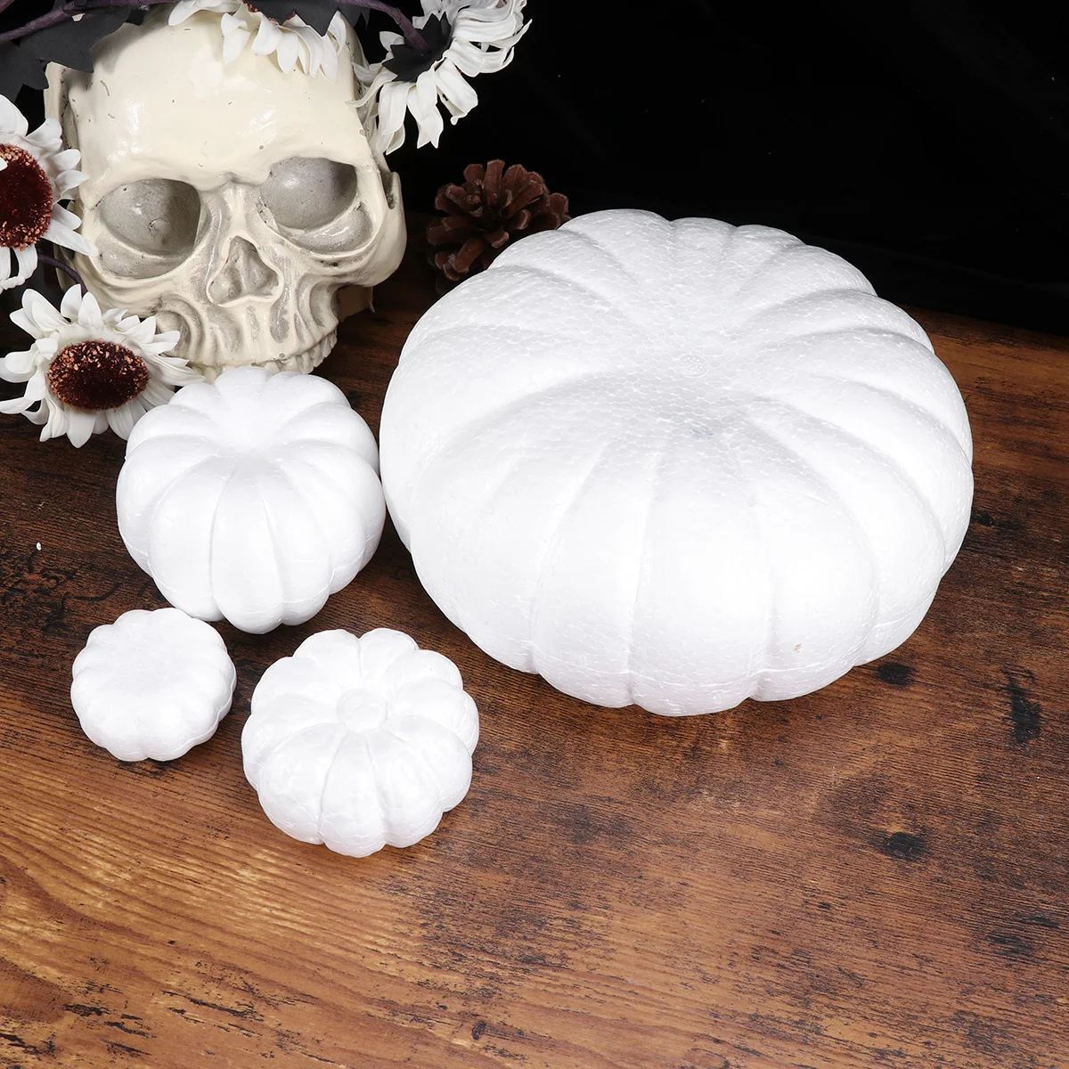 5 Pcs Halloween Decorations White Pumpkin DIY Self Made Fake Model Simulation Mold Child