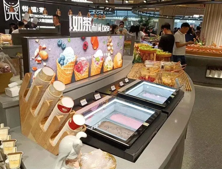 خزانة جيلاتو معتمدة من CE مكونة من 3 أطباق وفريزر على سطح الطاولة A++ موفرة للطاقة مع التحكم في درجة حرارة إنترنت الأشياء للاستخدام التجاري