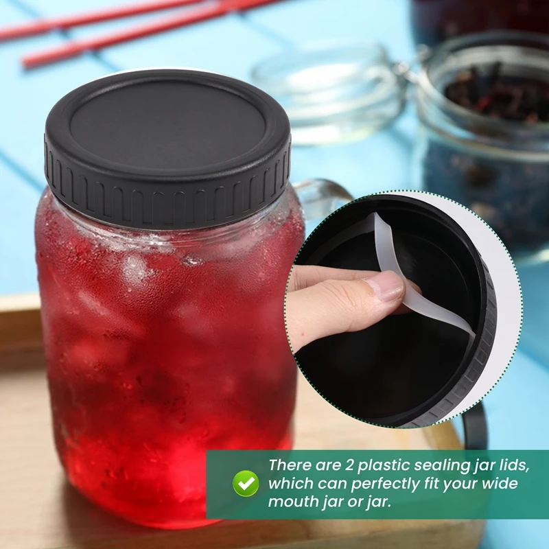 Abwr-stoples mulut lebar tutup penuang, 2 buah tutup tutup Flip dengan pegangan & 2 buah tutup segel tahan bocor untuk penyimpanan makanan