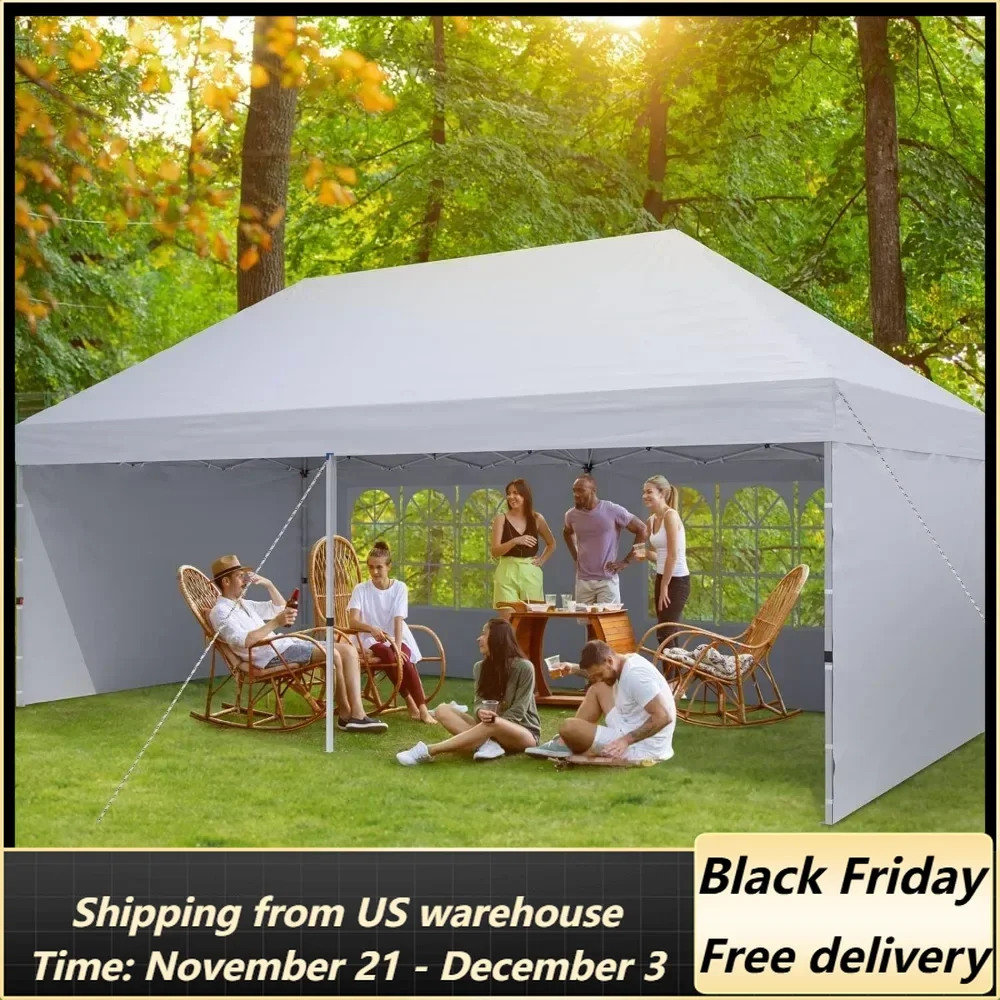 

10'X20' Pop Up Canopy Gazebo Commercial Tent with 4 Removable Sidewalls, Stakes X12, Ropes X6 for Patio Outdoor Party Events