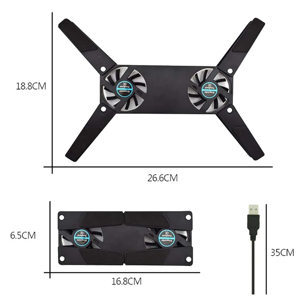 Computer Cooling Pad,Portable Notebook Radiator Foldable Dual Fan Cooling Pad Computer Notebook Computer Cooling