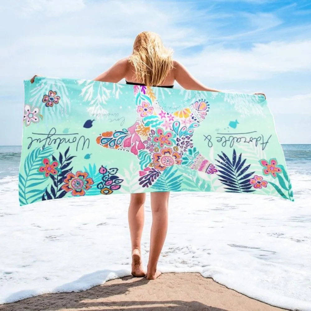 Starfish Printing Bath Towel 27x55inch Beach Towel Quick-drying Towel Microfiber Fitness Yoga Mat Outdoor Travel Picnic Blanket