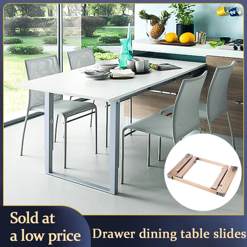 Hidden Foldable Table Rail Aluminum Multi-Section Slide System For Cabinet Bar Counter Heavy Duty Space Saving