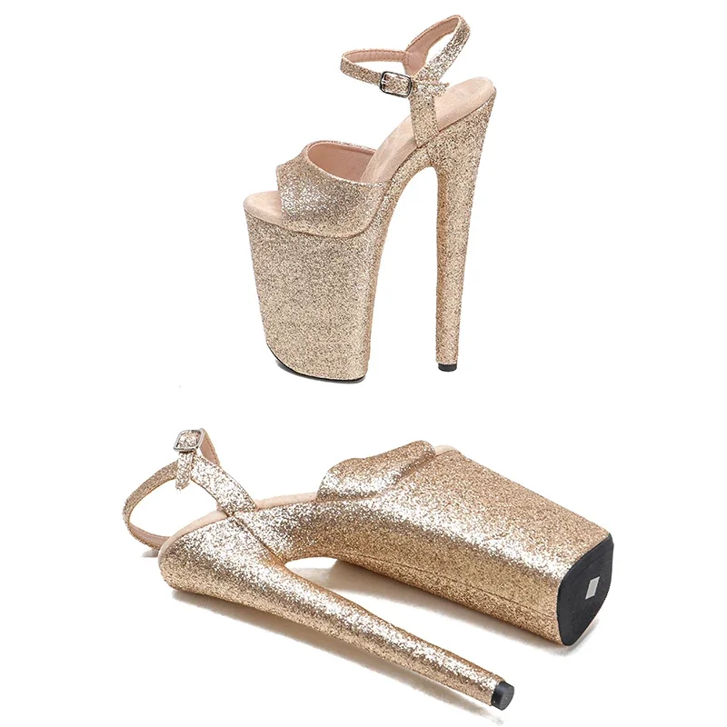Leecabe 23CM/9inches Glitter Upper Trendy Fashion Platform High Heels Sandals Party Stripper Heel Pole Dance Shoes