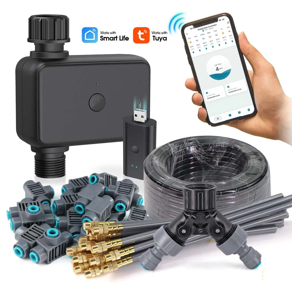 طقم مؤقت ري حديقة زيجبي USB 360 °   فوهة رش نحاسية قابلة للتعديل بدوران مرن، نظام التحكم عن بعد في الري #1