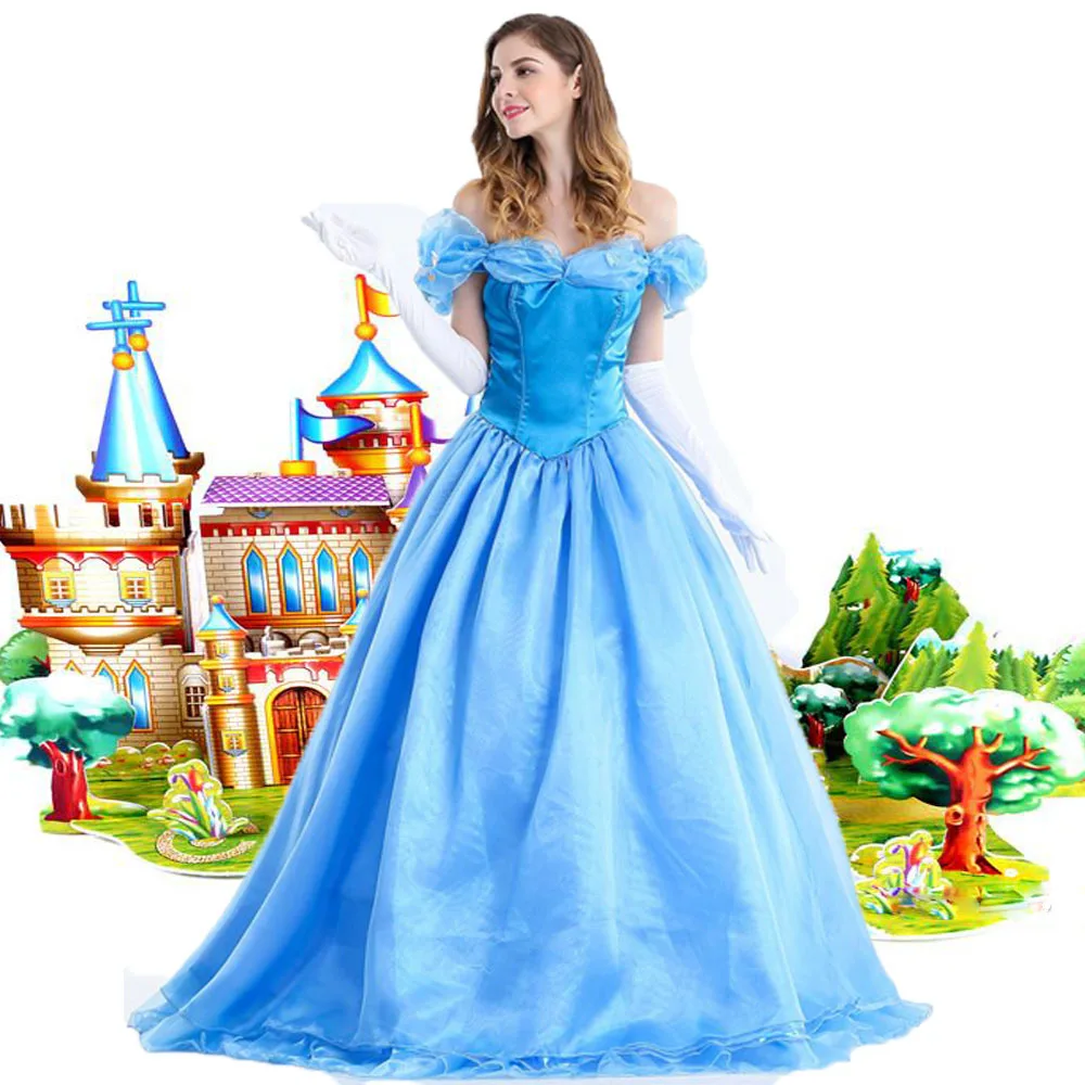 

Adult Cinderella Halloween Costume Dress Long Dress Drama And Opera Performance Costume Stage Performance Dress