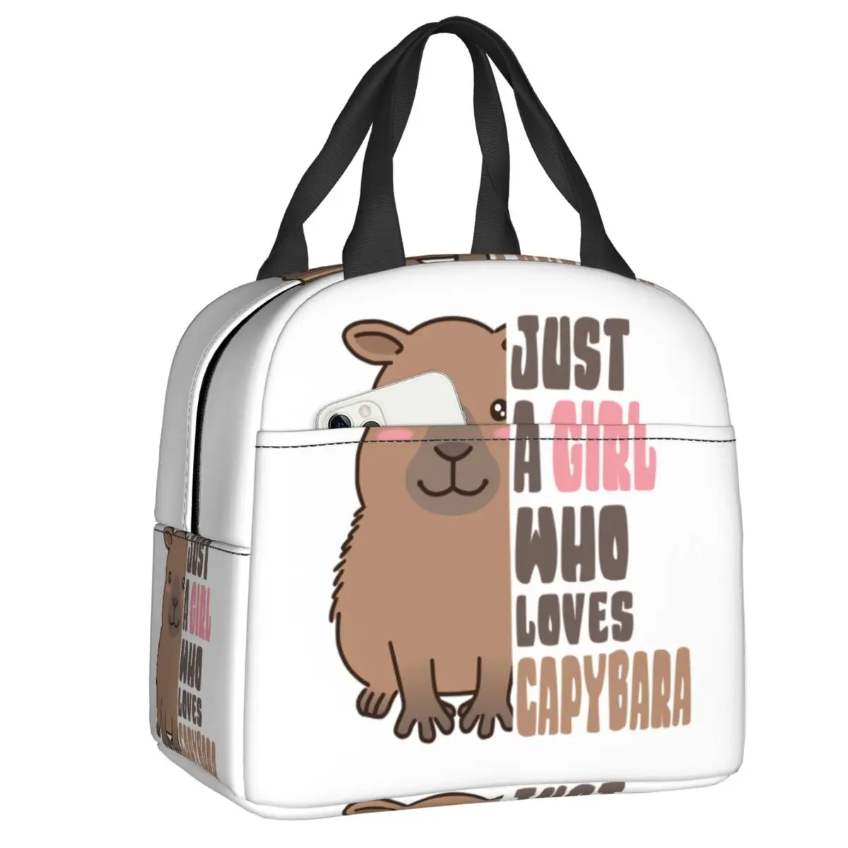 

Термоизолированная сумка для обедов «Просто девушка, которая любит капибар» – портативный контейнер для еды, многофункциональный ланч-бокс для пикника