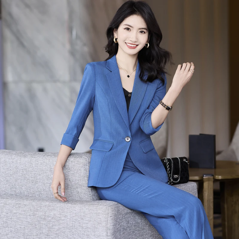 

Fashionable Versatile Women's 3/4 Sleeve Suit Set Casual Slim Fit Spring Summer New Arrival Micro Flare Pants Career Women's ...