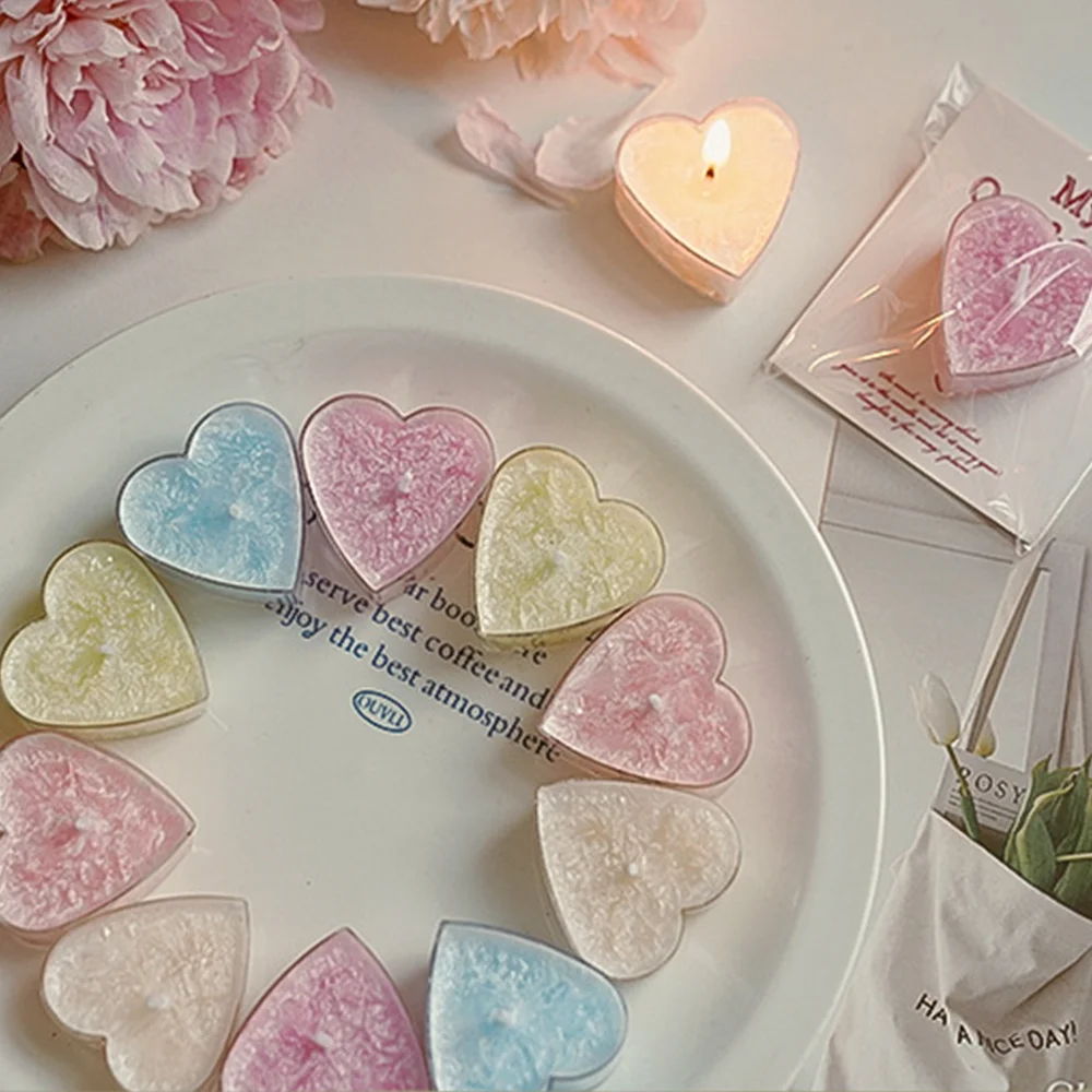 1Pc Love Ice Flower Tea Wax Scented Candle, 5Scents 5Colors Candles for Home Fragrance Decoration Gift,Bluebell Lavender Freesia