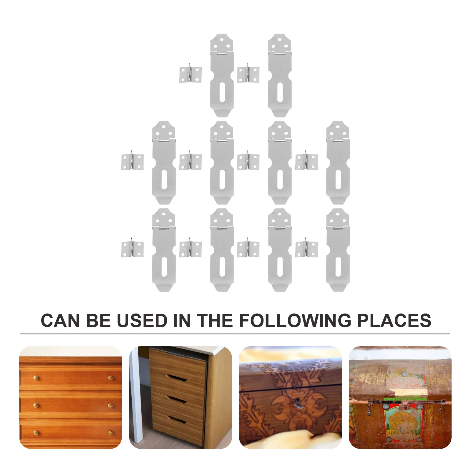 

10pcs Stainless Steel Hasp Latch Heavy Duty Door Lock For Cabinet Gate Pet Cage Anti-Theft Security Padlock Clasp Hardware