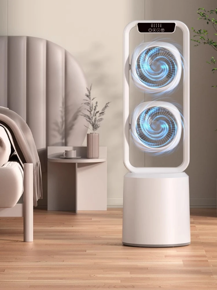 원격 90이 포함된 듀얼 헤드 공기 순환기 플로어 팬 °   조정 가능한 캠핑 팬 25dB 조용한 USB 충전식 스탠딩 팬 ‌   실용적인