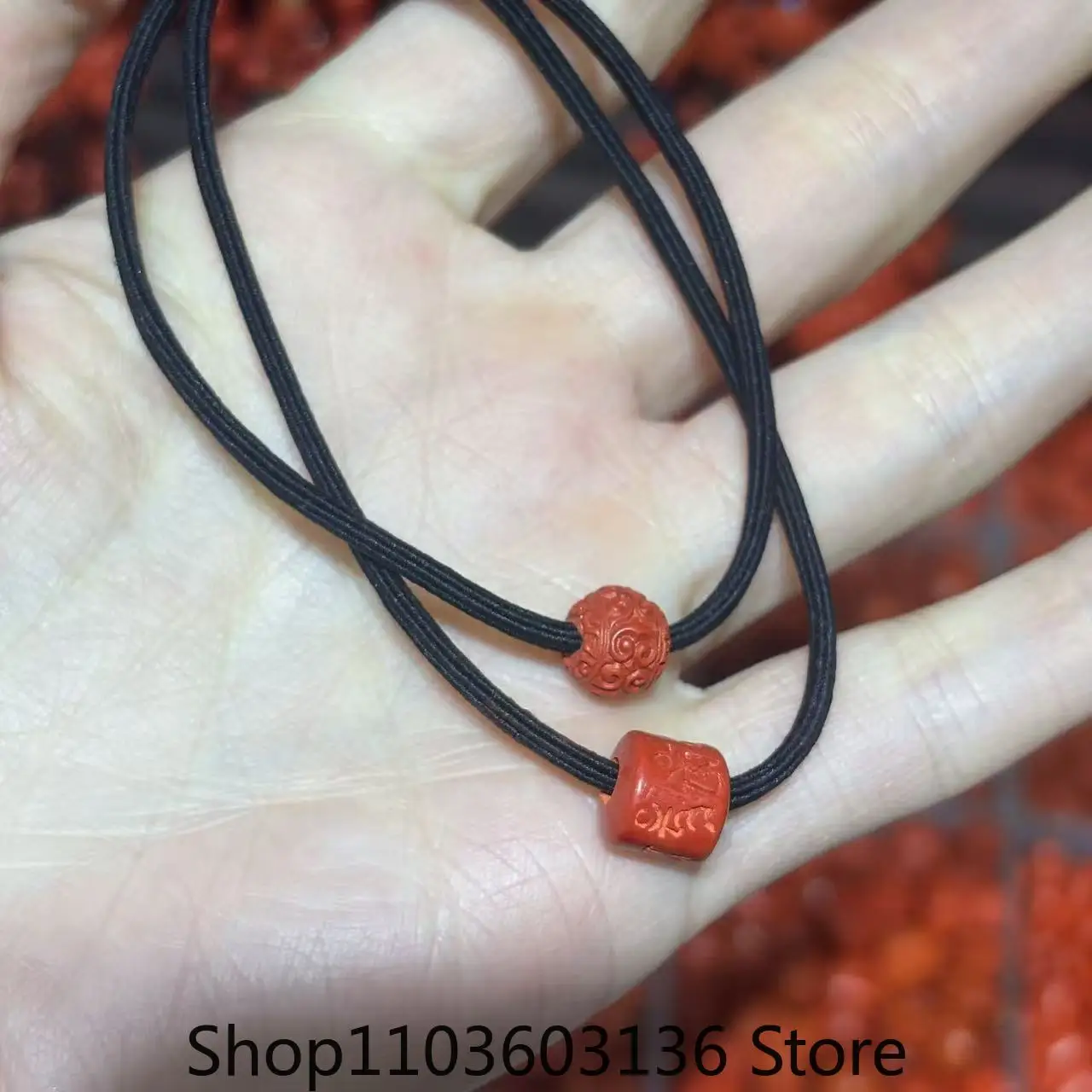 

Cinnabar Lucky Red Thread Bracelet Men Women Six Character Mantra Pattern Beads Handmade Braided Rope Bracelets Party Jewelry