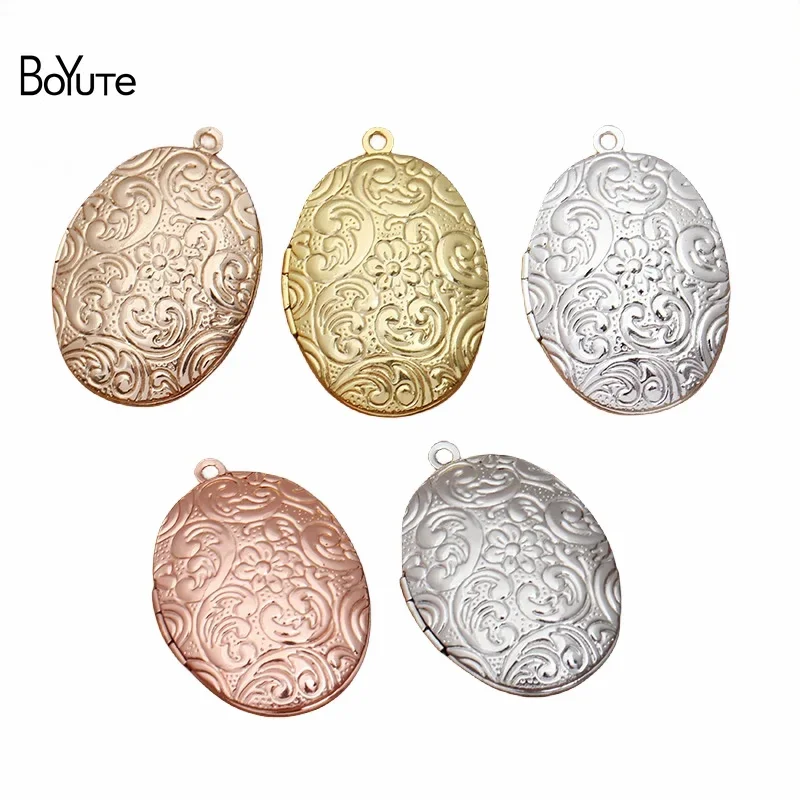 BoYuTe Factory Direct Wholesale (10 Pieces/Lot) 23*33*8MM Metal Brass Oval Shape Flower Floating Photo Locket Pendant