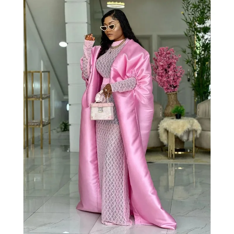 

Комплект из двух предметов, свободная африканская одежда, кафтан, пышное платье макси для женщин, кружевные платья внутри и накидка, мода осени 2026 г.