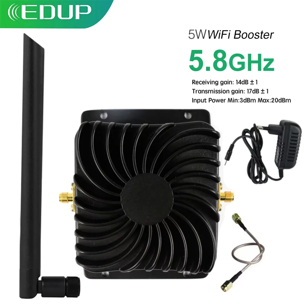 EDUP Wifi Broadband Amplifier 5.8G 5W Wireless Wifi Repeater Router Signal Extend Booster Antenna Adapter 802.11n