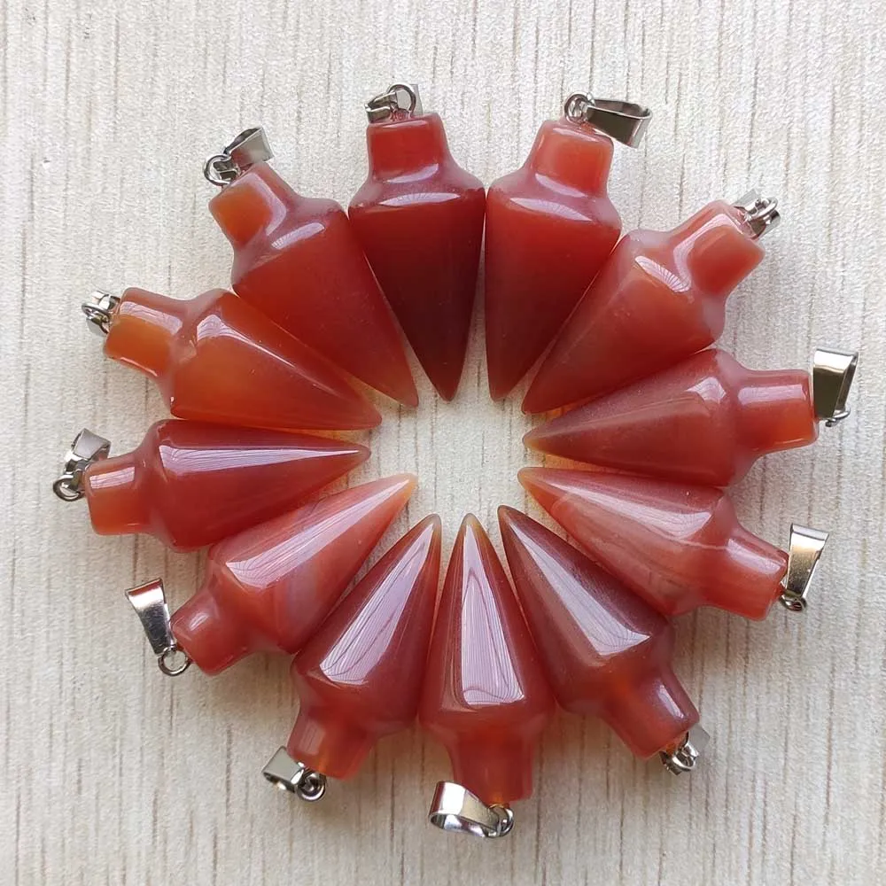 

Fashion good quality natural red onyx circular Cone Pendants for jewelry making necklace 12pcs/lot wholesale free shipping