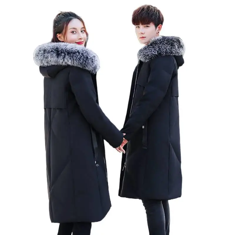 GIOIOMen's Down Jacket，Autumn Winter White Duck Down Filled Inner Fox Fur Collar Extra Long Warm Down Coat Jacket