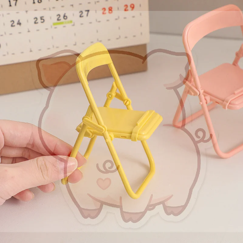 Mini Chair Shape Mobile Phone Stand Portable Cute Colorful Adjustable Folding Stool Lazy Phone Desktop Holder For Cell Phone