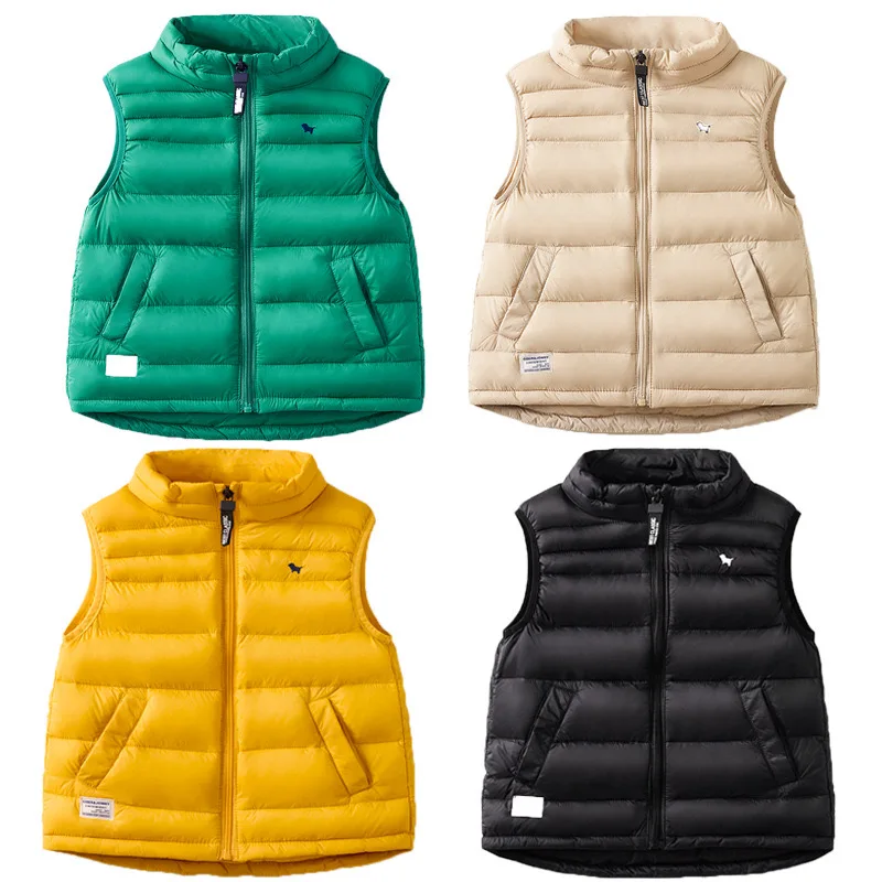 Winter Boys White Duck Down Vest Fashion Solid Thicken Warm Waistcoat For 4-12 Years Teens Kids Cotton Jackets Child Outerwear