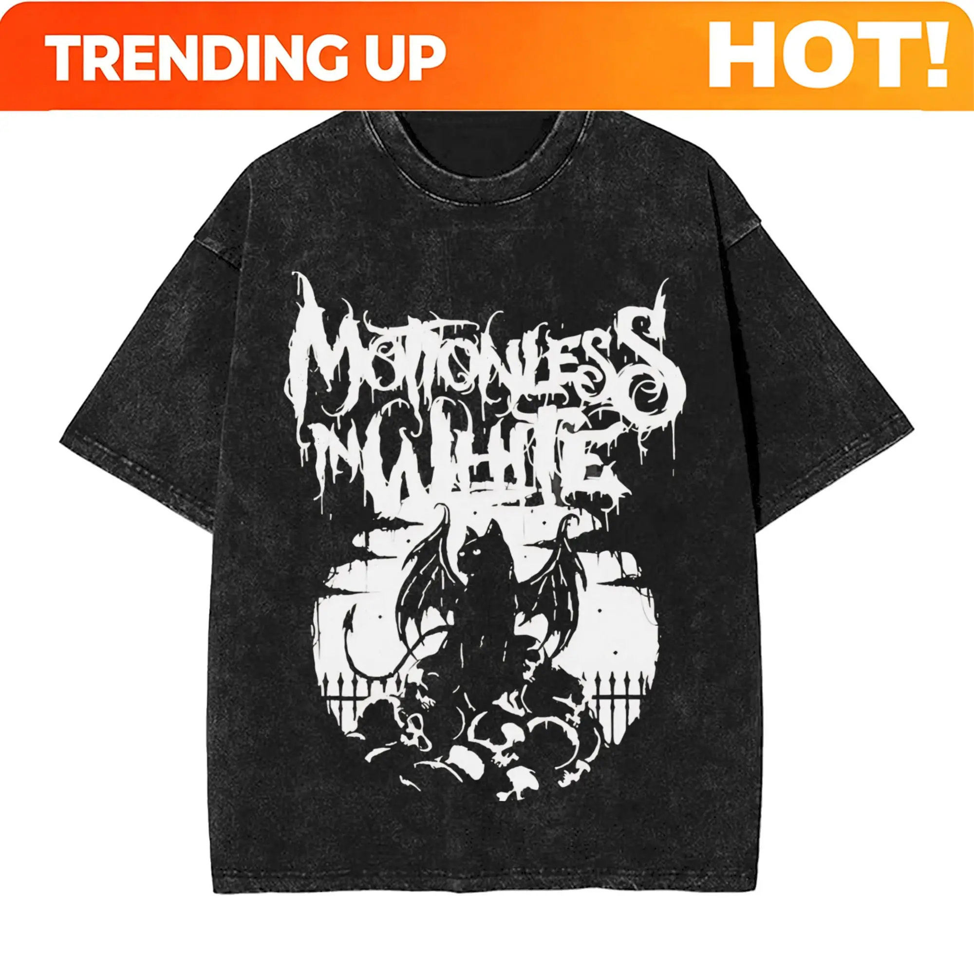 Customization Motionless In White Washed T Shirts Streetwear T-Shirts Horror Miw Halloween Tee Shirt Men Women Short Sleeve Over