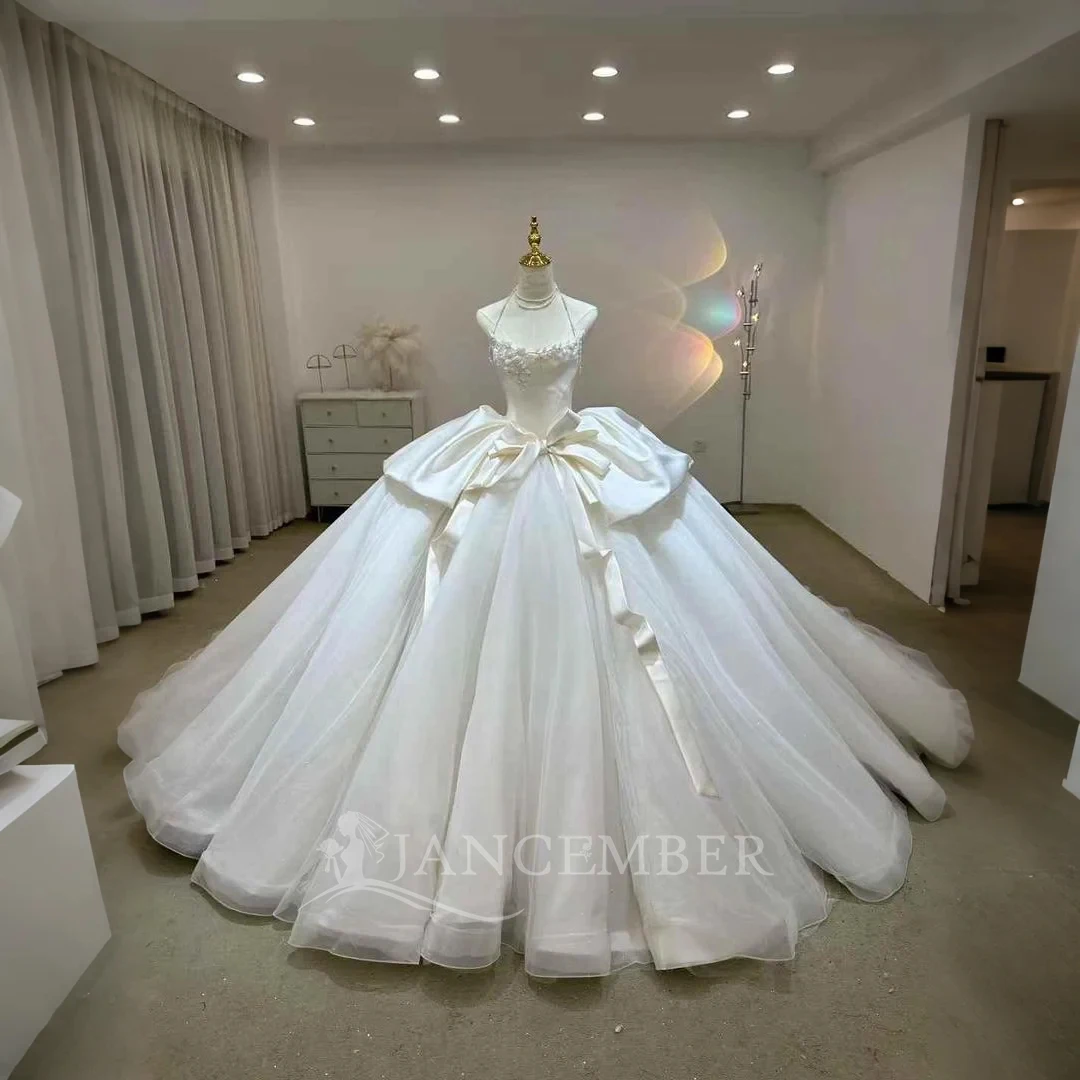 Robe de mariée Vintage personnalisée, sans manches, en Satin, à paillettes, avec traîne, robes de mariée sur mesure