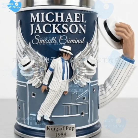 Michael Jackson King of Pop 3D Resin Mug Multi-Style Collectible Cup,Stainless Steel Liner Collectible Coffee Cup for MJ Fans