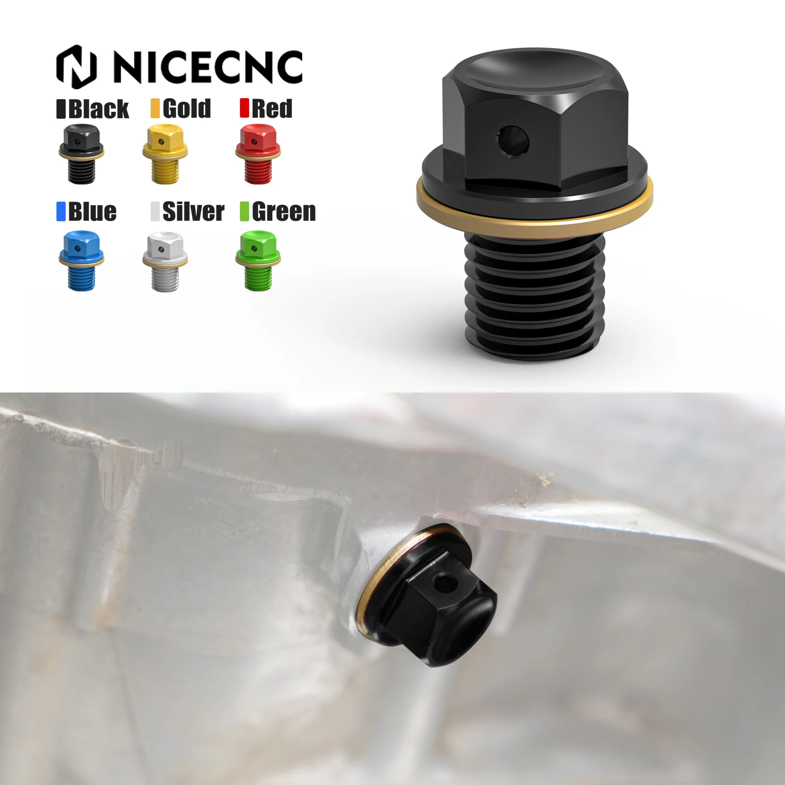 

NICECNC M12xP1.5 Oil Drain Plug Bolt Screw For Kawasaki NINJA 250 300 400 500 1000 Z 800 900 1000 ZX ZR ZZR VERSYS KLX125 KLX110
