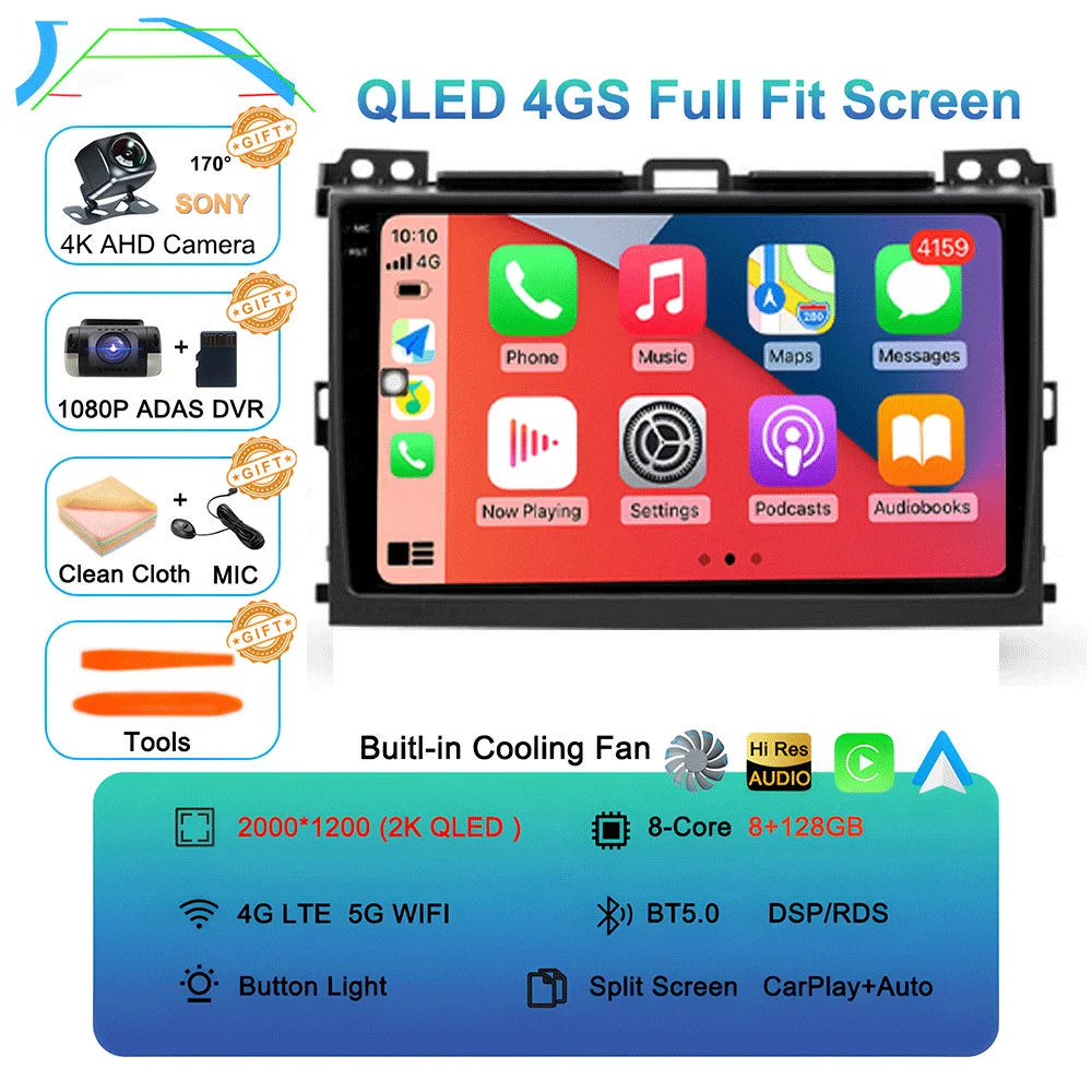Android 16 autoradio voor Toyota Land Cruiser Prado 120 3 III voor Lexus GX470 GX 470 J120 2002 - 2009 Multimedia Videospeler