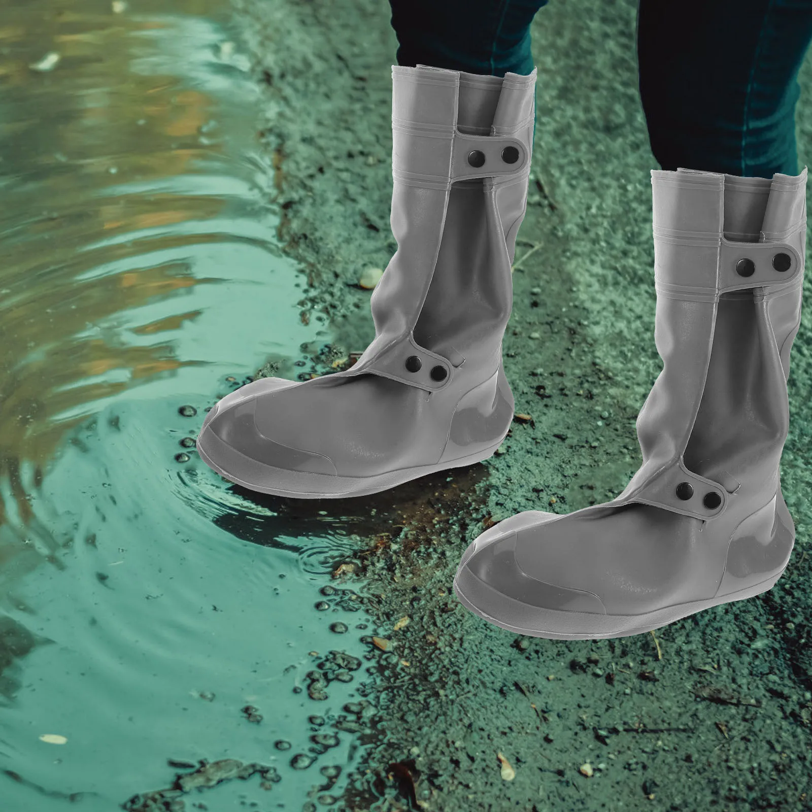 

1 Pair Thickened Non-Slip Rain Shoe Covers Waterproof Protectors Sole Reusable Outdoor Sports Protector Hiking Camping