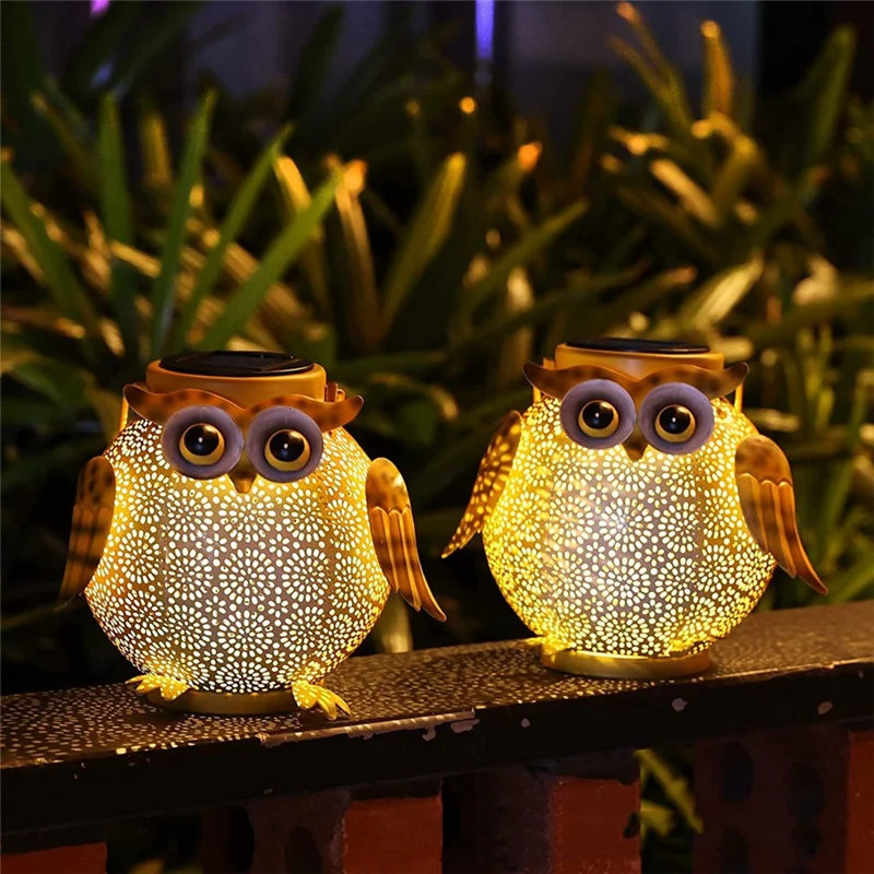 AA01-Iron Art Solar Owl Ground Light Crafts Garden Lawn Outdoor Garden Decorative Lamp LED Solar Light Hanging Landscape