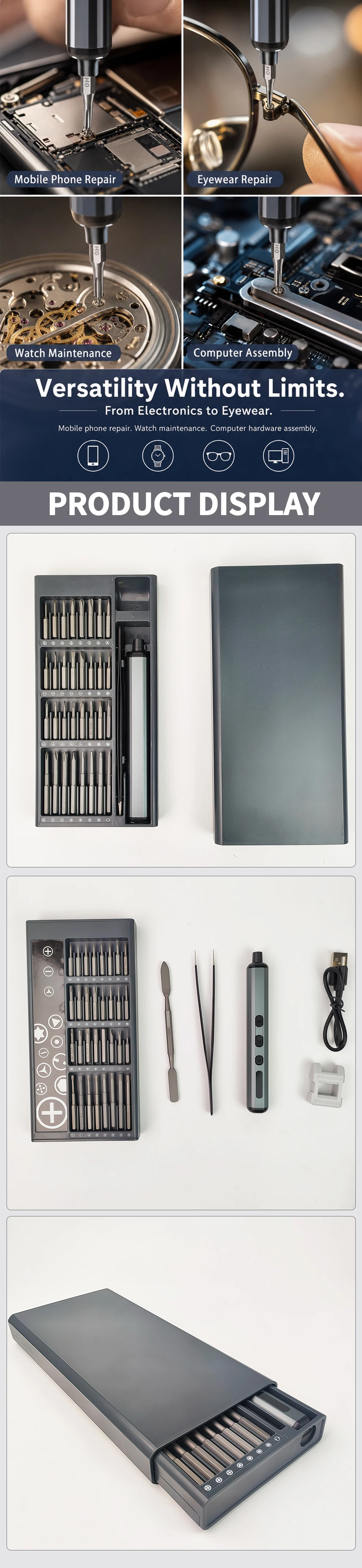 68 in 1 Precision Electric Screwdriver Set, Rechargeable Portable , Magnetic Bits for iPhone PC Watch Camera Glasses Repair T&I Online Store