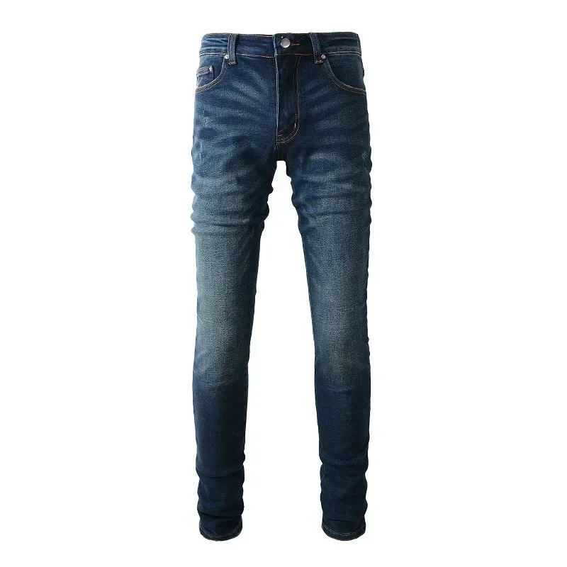 

Men's high-street trendy brand casual, simple and slim-fit skinny jeans for young men in Europe and America in 2024.