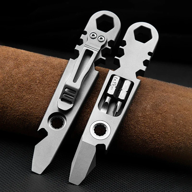 Titanium Alloy Multifunctional Crowbar Portable Screwdriver Repair Tool Bottle Opener Suitable for Outdoor/EDC Use
