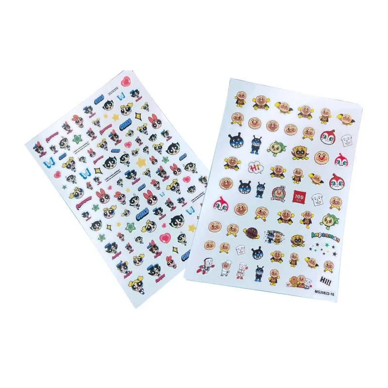 Fashion New Design Carton Characters Nail Stickers DIY Japanese Style Back Glue Dry Nail Decals Nail Art Manicure Nail Decors