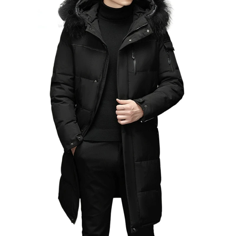 Men's Thickened Down Jacket -30 Winter Warm Down Coat 2024 New Men Fashion Long White Duck Hooded Down Parkas Big Size 5XL