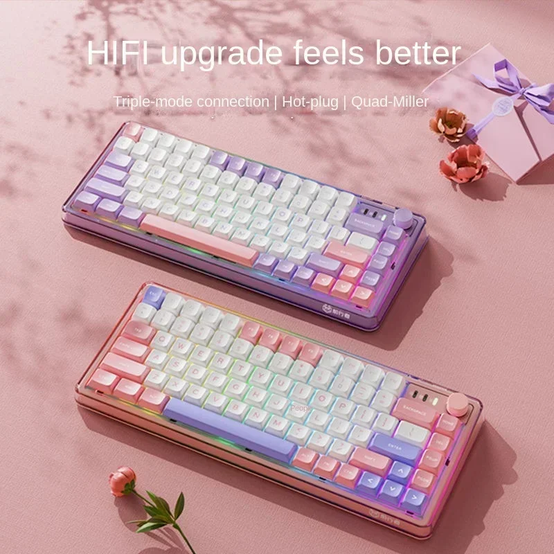 EWEADN V82pro Wireless Mechanical Keyboard Three Mode Bluetooth RGB Hot Swap Ergonomic Customized Office PC Laptop Accessories