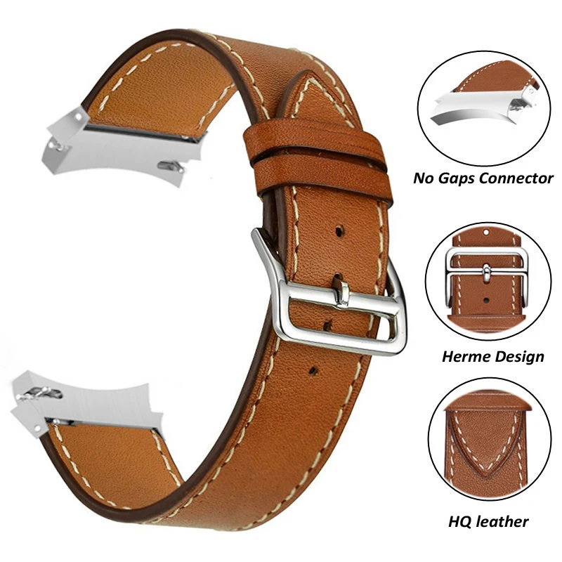 No Gaps Leather Band For Samsung Galaxy Watch 5/6/pro/4/classic 44mm 40mm 46mm 42mm smartwatch belt Bracelet correa Watch4 strap