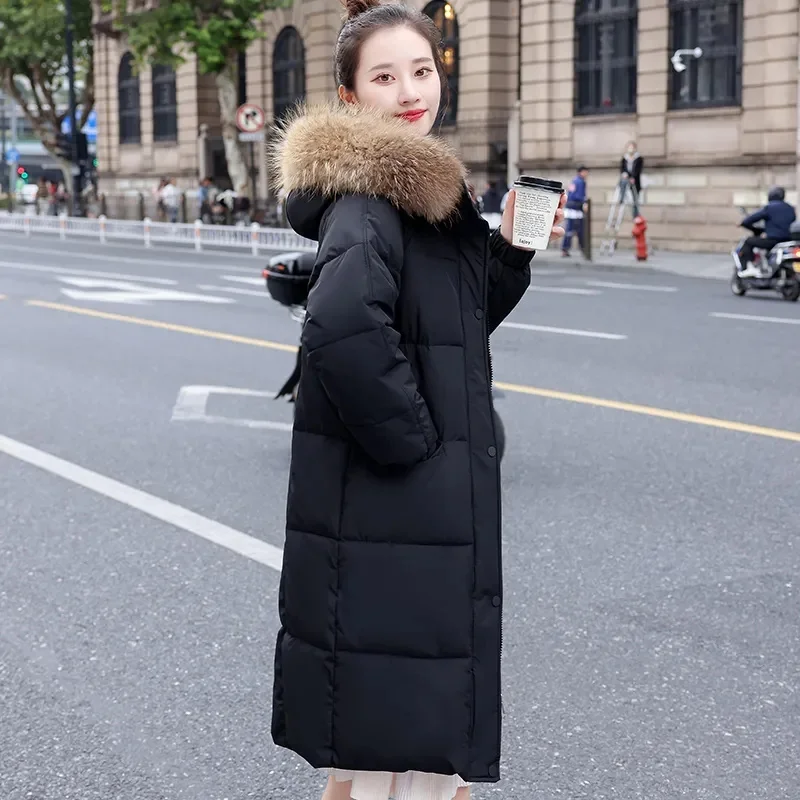 2025年冬新作 ダウンコットンパーカージャケット レディース ロングフェイクファー襟付き 中綿ジャケット 厚手 ゆったり 大きめサイズ 中綿ジャケット