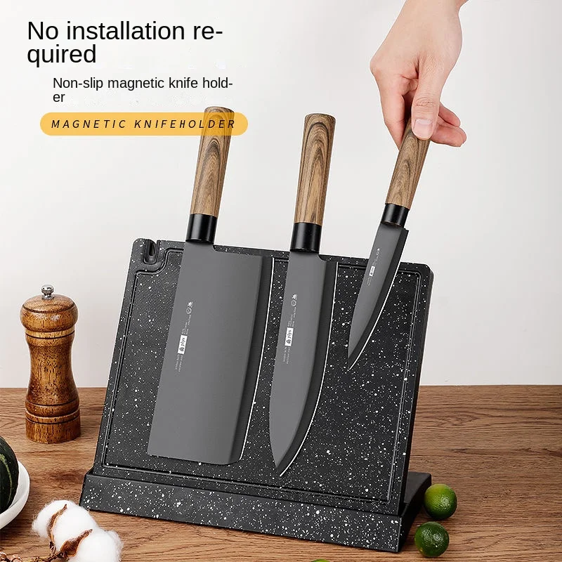 Magnetic Kitchen Knife Holder Perforation-Free Kitchen Knife Storage Rack Multi-Functional Standing Strong Magnetic Knife Holder