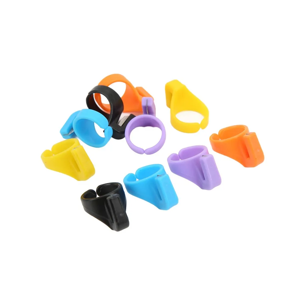 10pcs Durable Plastic Ring Cutter Different Colors Ergonomic Design Thread Cutter Finger Blade Embroidery