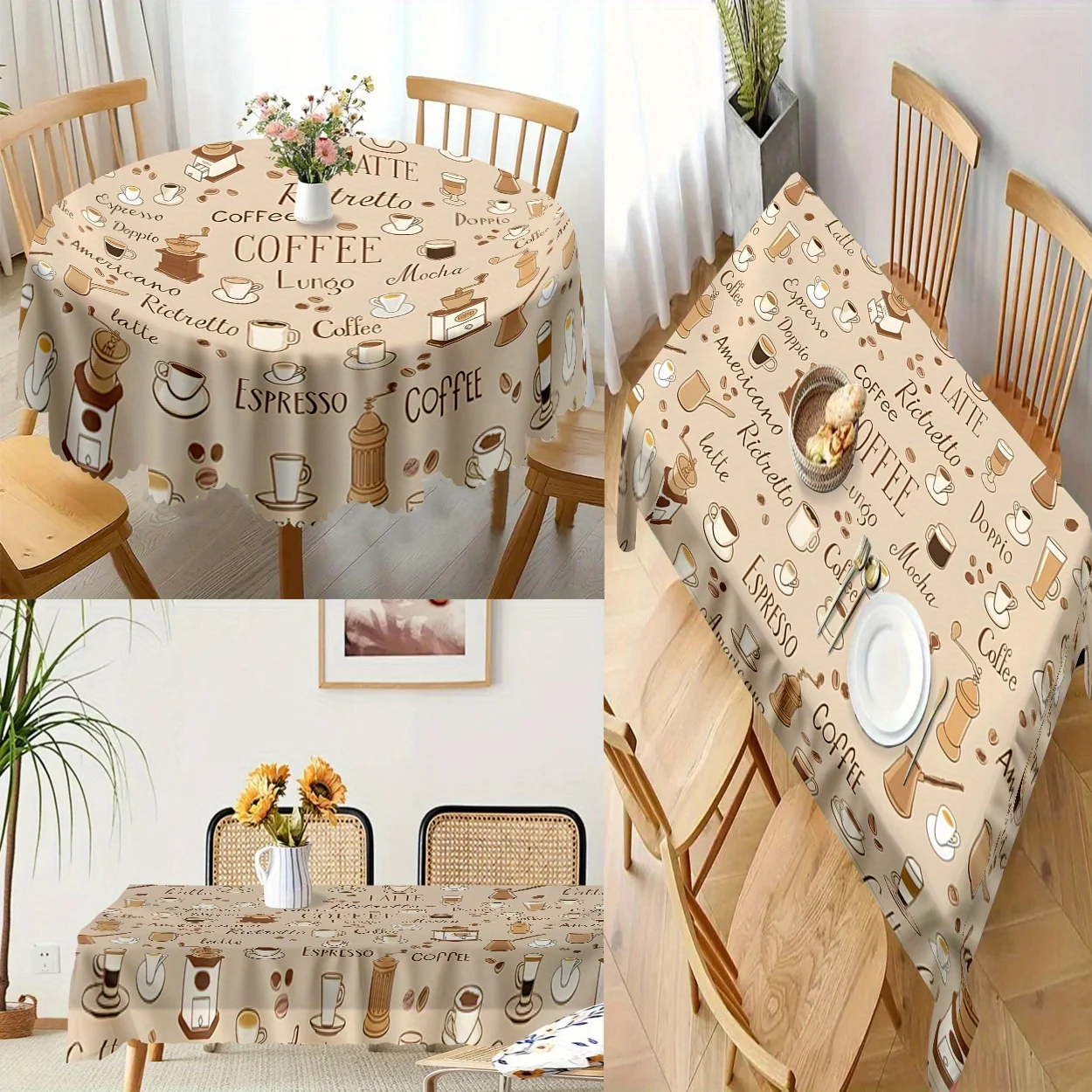 1-piece, polyester material, tablecloth included, multi-element coffee decoration digital printed tableclothzyc