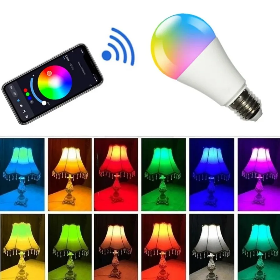 Tuya Bluetooth 15W inteligentna żarówka lampa Led E27 RGB żarówki inteligentna żarówka 110V 220V inteligentne lampy do dekoracji sypialni W domu