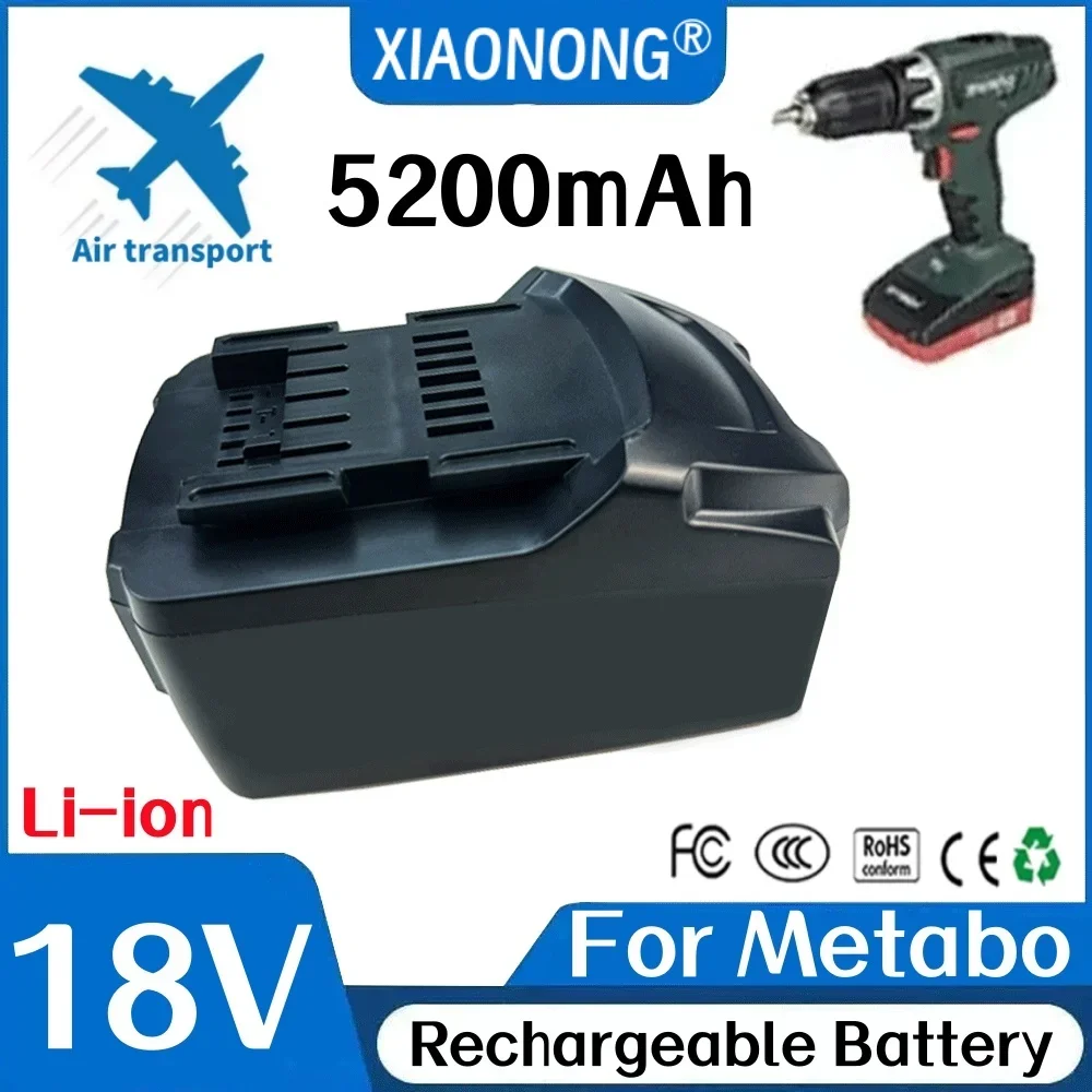 

18V 5200mah Battery for Metabo Cordless Power Tool Drill Drivers Wrench Hammers for Metabo 18V Battery 5.2Ah 625592000 625591000