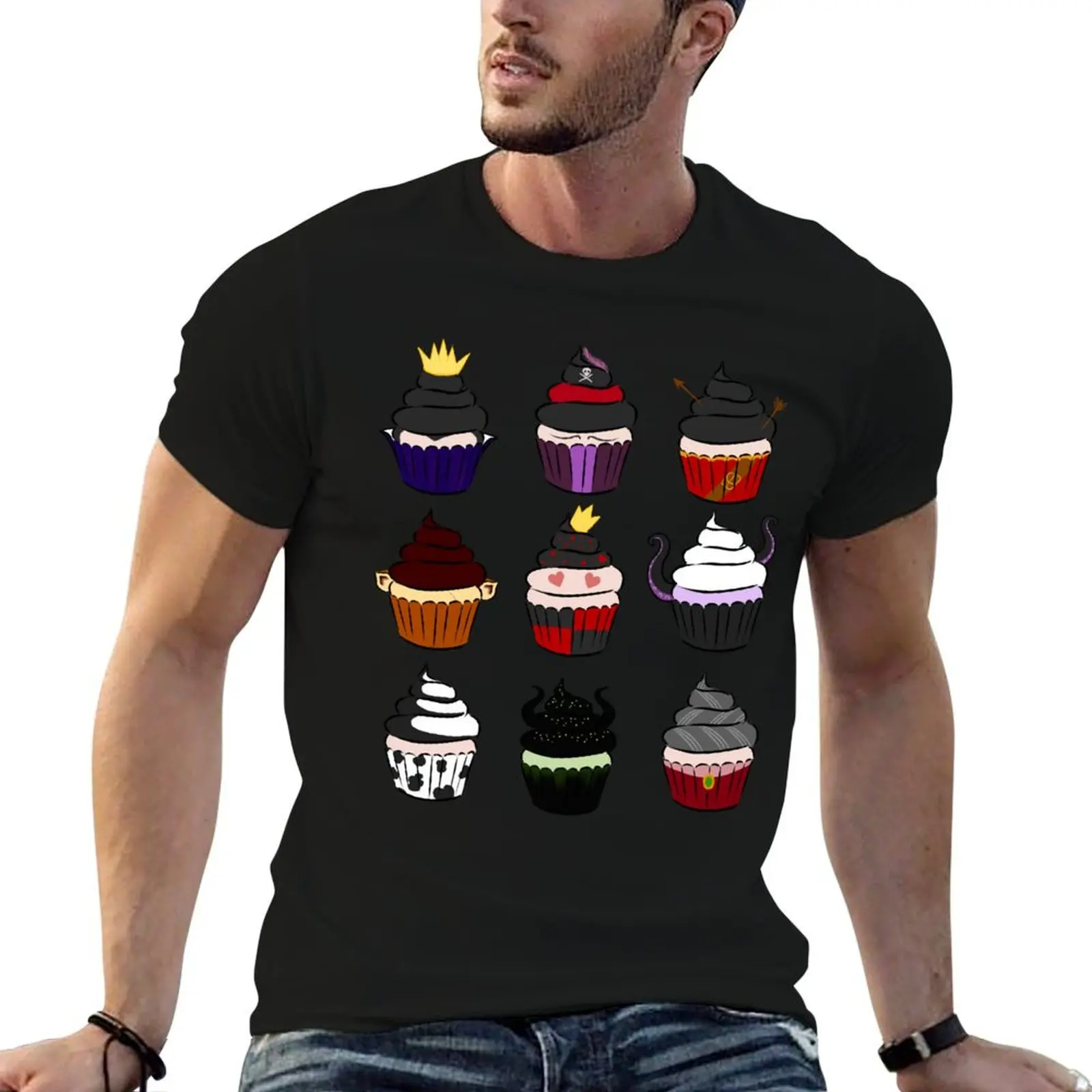 

Villains cupcakes T-Shirt summer clothes vintage t shirts summer tops t shirt men 100℅ cotton