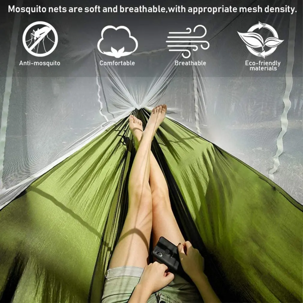 2024 Outdoor Camping Hammock Automatic Quick-opening Mosquito Net Double Pole Hammock Outdoor Camping Anti-Mosquito Camp Bed