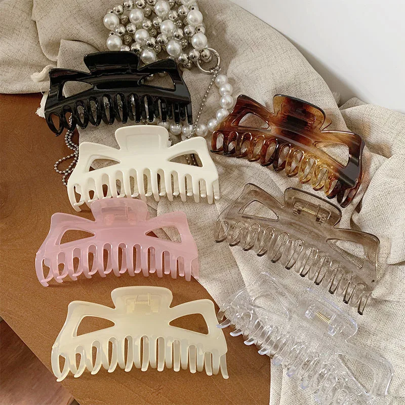 

Large Bow Claw Clip Women Hollow Out French Retro Hair Clip Updo Shark Clip Oversized Shark Claw Hair Accessories