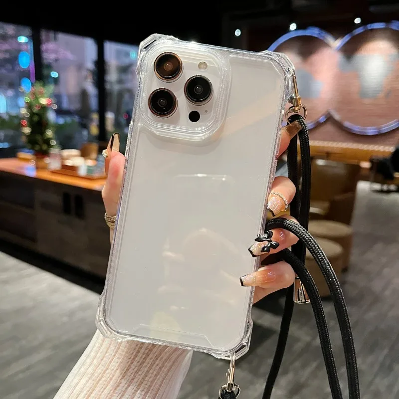 Stoßfeste Transparente Hülle für Samsung S26 S24 FE S25 Ultra S23 Plus S22 S21 A36 mit Umhängeband und Halsriemen – Detail 20