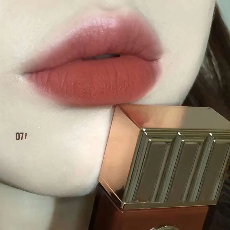 Flower Chocolate Lipgloss Lasting Smooth Non-stick Cup Matte Lipstick Cute Velvet Nude Lip Mud Vintage Makeup Maquillaje